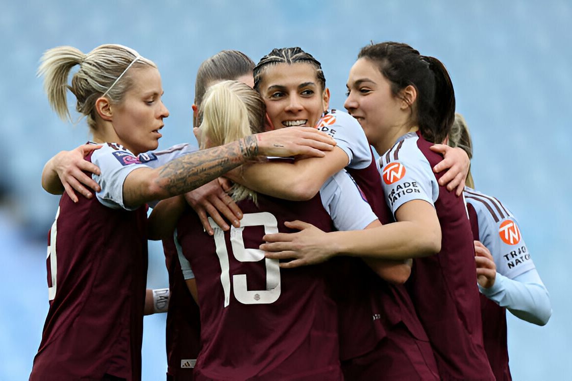 Adriana Leon of Aston Villa celebrates Adriana Leon of Aston Villa celebrates scoring her team's second goal during the Barclays Women's Super League match between Aston Villa and West Ham United at Villa Park on December 15, 2024 in Birmingham, England.